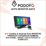 A3073 Carplay&Android MONITOR 9.3" ZA AUTO, PREDNJA I STRAŽNJA KAMERA
