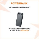 POWERBANK MC-4422 KAPACITETA 10000mAh S 1 USB-C ULAZOM I 2 IZLAZA